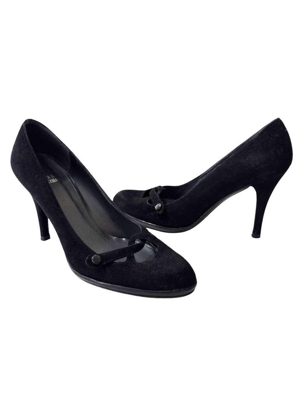 Stuart Weitzman Black Suede Almond Toe Pumps Size 6.5M